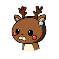 Cute Reindeer deer Rudolph isolated on transparent background, ai generated, digital illustration. png