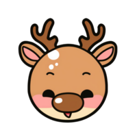 Cute Reindeer deer Rudolph isolated on transparent background, ai generated, digital illustration. png