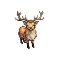 Cute Reindeer deer Rudolph isolated on transparent background, ai generated, digital illustration. png