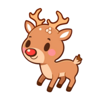 Cute Reindeer deer Rudolph isolated on transparent background, ai generated, digital illustration. png