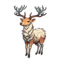 Cute Reindeer deer Rudolph isolated on transparent background, ai generated, digital illustration. png