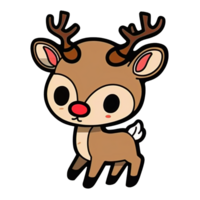 Cute Reindeer deer Rudolph isolated on transparent background, ai generated, digital illustration. png