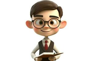 AI Generated 3D cartoon cute accountant kid. photo