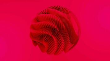 3d render, Abstract shape wire mesh red color on red background, loops animation video