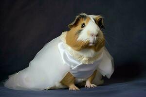 AI Generated Portrait of guinea pig wear maid outfit. photo