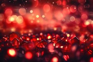 Abstract Christmas background with bokeh defocused lights and red color photo