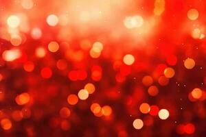 Abstract Christmas background with bokeh defocused lights and red color photo