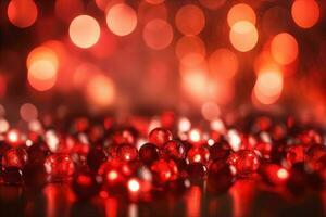 Abstract Christmas background with bokeh defocused lights and red color photo