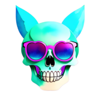 Illustration of a skull, flower and glasses on a transparent background png