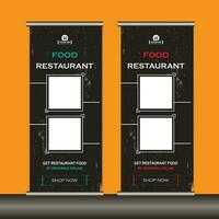 Roll Up Banner Design, Restuarant Food Banner Template vector