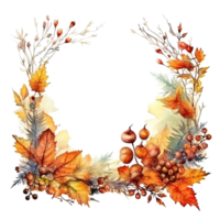 Aquarell Herbst Rahmen Hintergrund. Illustration ai generativ png