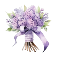 Cute watercolor wedding bouquet isolated. Illustration AI Generative png