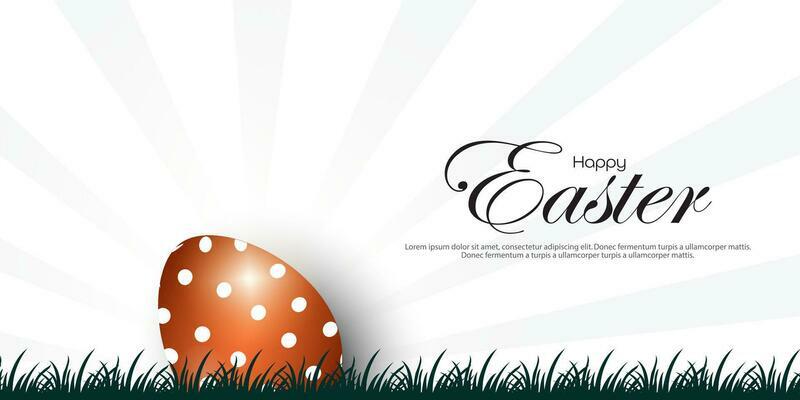 Large Easter egg on the grass with a background of rays.