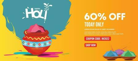 Big Sale Advertising Banner Designs. Holi is the largest color festival celebrated in India. vector