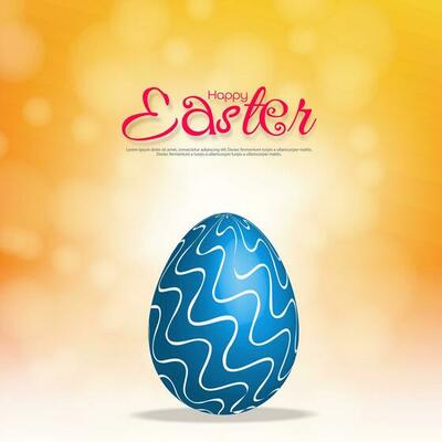 Easter card with eggs in the background of the bokeh effect.