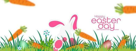 Vector Illustration of Easter poster and banner template with Easter eggs with carrots on a white background.