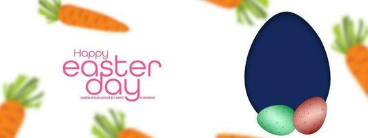 Illustration of Easter poster and banner template with Easter eggs with carrots on a white background. Concept of Header for website Promotion and shopping template for Easter. vector