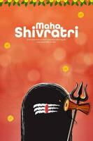 Illustration of Indian Hindu Festival Happy Maha Shivaratri Banner, Poster Design. vector