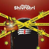 maha shivaratri saludos ilustración en el pandemia. pandemia maha shivaratri. codicioso 19, corona virus concepto. vector