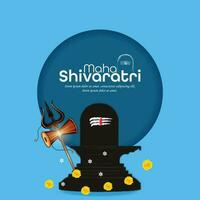 Illustration Of Happy Maha Shivratri Greeting Card Design. - Vector