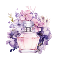 waterverf parfum met bloemen. illustratie ai generatief png