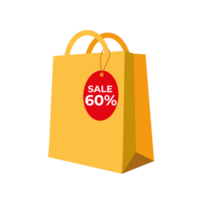 Paper empty yellow shopping bag, illustration png