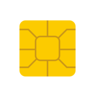 Credit card golden microchip isolated, finance and security concept png
