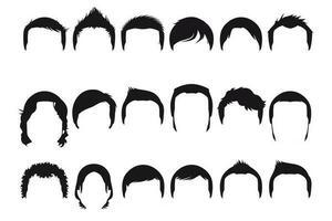 conjunto de masculino cortes de pelo y peinados en un blanco antecedentes vector