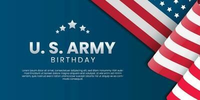 U. S. ARMY BIRTHDAY realistic flag vector illustration June 14.