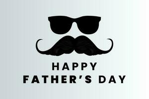 Happy Fathers Day Calligraphy greeting card with a mustache and glasses. Vector illustration.