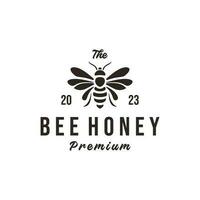 vintage logo bee honey template illustration vector