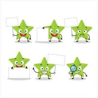 New green stars cartoon character bring information board vector
