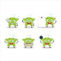 Cartoon character of new green stars with various chef emoticons vector