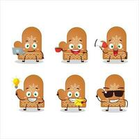 Gloves cookie cartoon character with various types of business emoticons vector