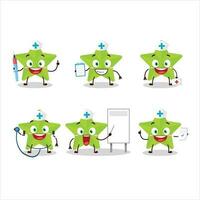 médico profesión emoticon con nuevo verde estrellas dibujos animados personaje vector