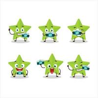 Photographer profession emoticon with new green stars cartoon character vector