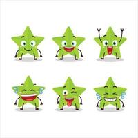 Cartoon character of new green stars with smile expression vector