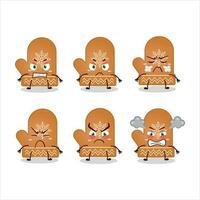 Gloves cookie cartoon character with various angry expressions vector