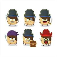 Cartoon character of chocolate slime cookies with various pirates emoticons vector