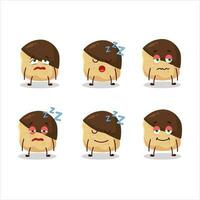 Cartoon character of chocolate slime cookies with sleepy expression vector