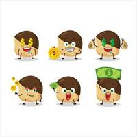 Chocolate slime cookies cartoon character with cute emoticon bring money vector