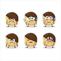 Chocolate slime cookies cartoon character with sad expression vector