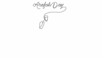 geanimeerd zelf tekening van single doorlopend lijn trek voor arafah dag. Islamitisch vakantie dat valt Aan de 9e dag van dhu al-hijjah van de maan- Islamitisch kalender ontwerp concept ontwerp concept. video