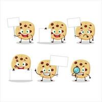 Chocolate chips cartoon character bring information board vector