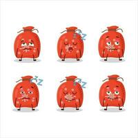 Cartoon character of red santa bag with sleepy expression vector