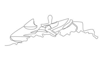 Animated self drawing of single continuous line draw for a  sea transport on the sea. Jetski in simple linear style. Sea transportation design concept animation. full length animation video