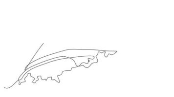 Animated self drawing of single continuous line draw for a  sea transport on the sea. Jetski in simple linear style. Sea transportation design concept animation. full length animation video