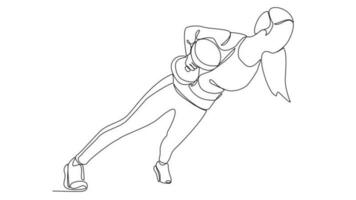 Animated self drawing of single continuous line draw for a people with gymnastic activity.Gymnastic concept illustration design concept. Fitness design concept animation. full length animation video