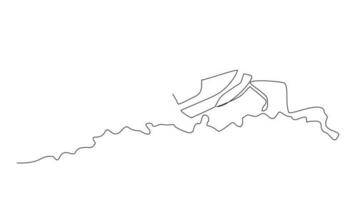 Animated self drawing of single continuous line draw for a  sea transport on the sea. Jetski in simple linear style. Sea transportation design concept animation. full length animation video