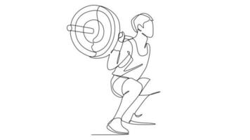 Animated self drawing of single continuous line draw for a people with gymnastic activity.Gymnastic concept illustration design concept. Fitness design concept animation. full length animation video